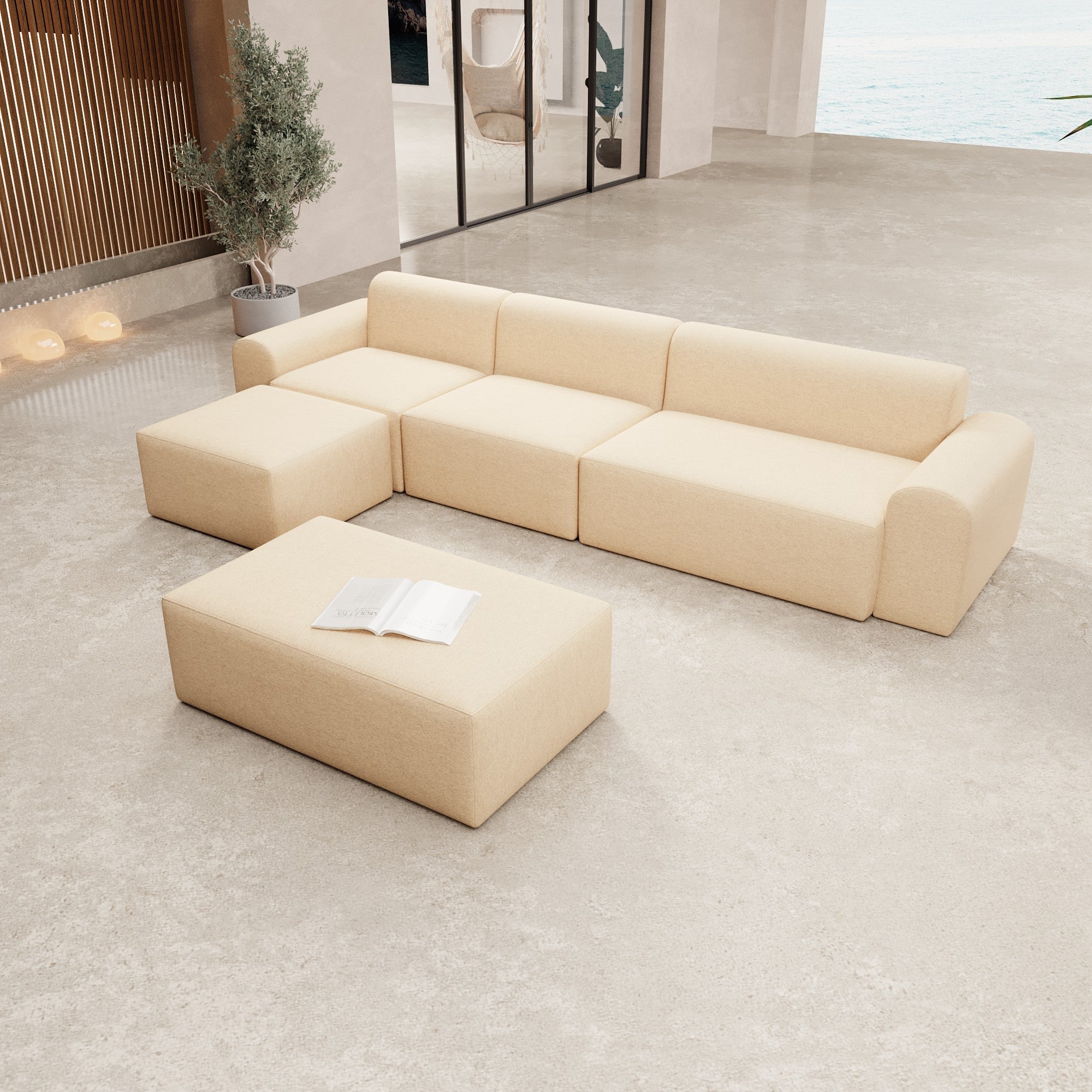 Modulares Gartensofa Relax Ecklounge mit Beistellhocker