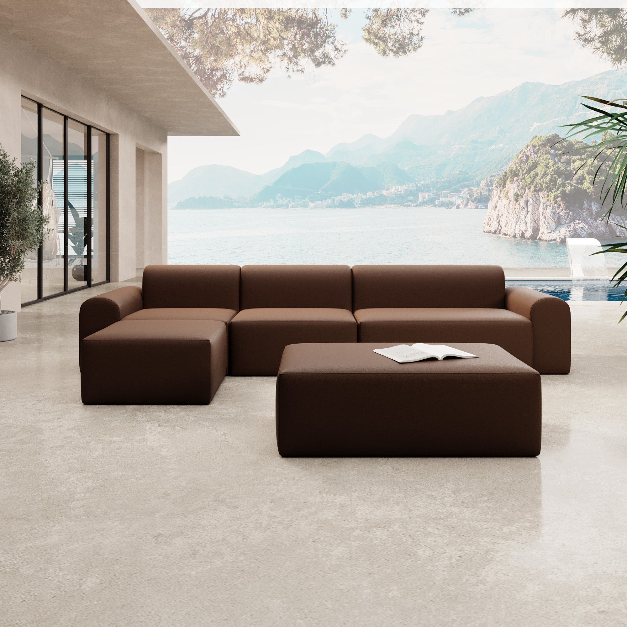 Modulares Gartensofa Relax Ecklounge mit Beistellhocker