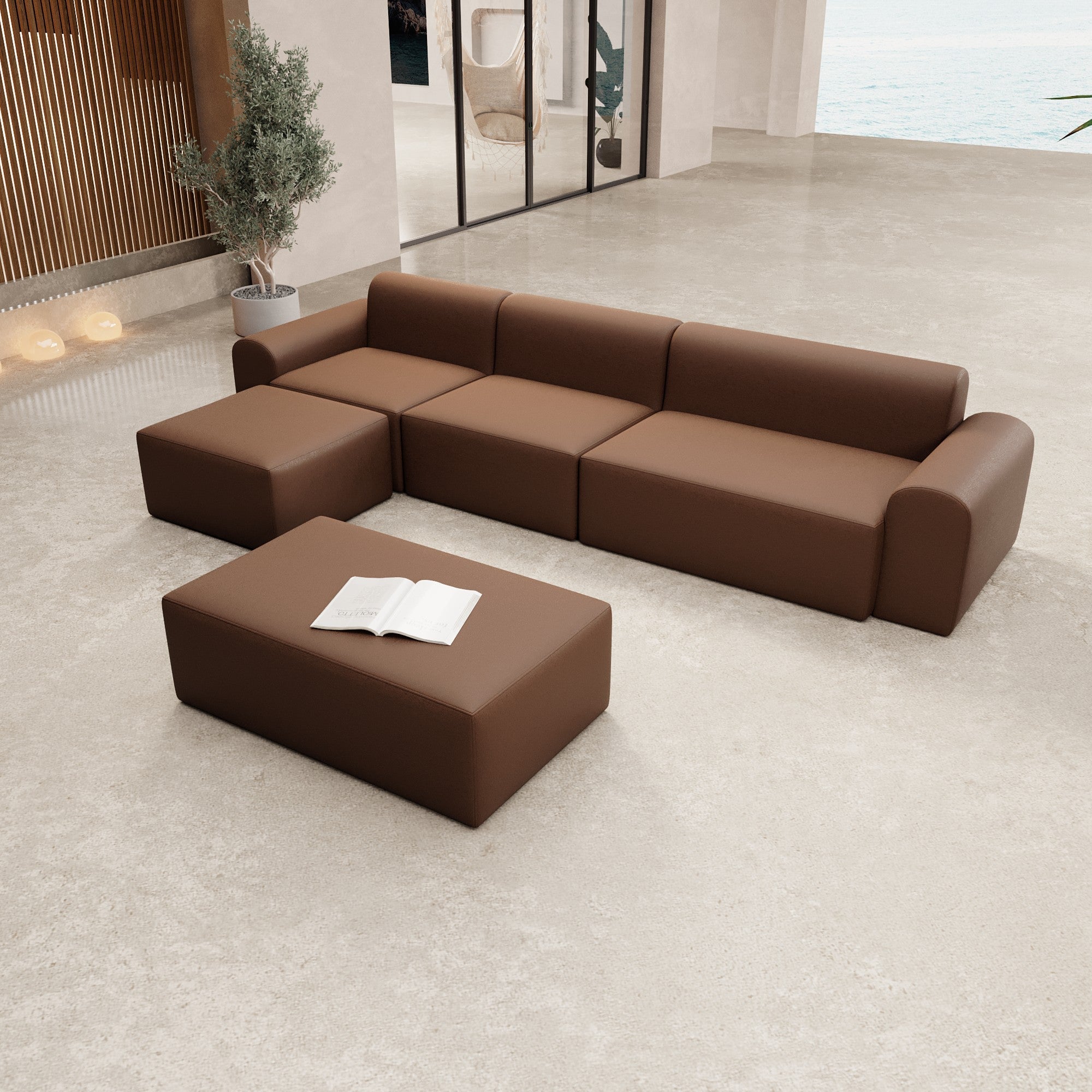Modulares Gartensofa Relax Ecklounge mit Beistellhocker