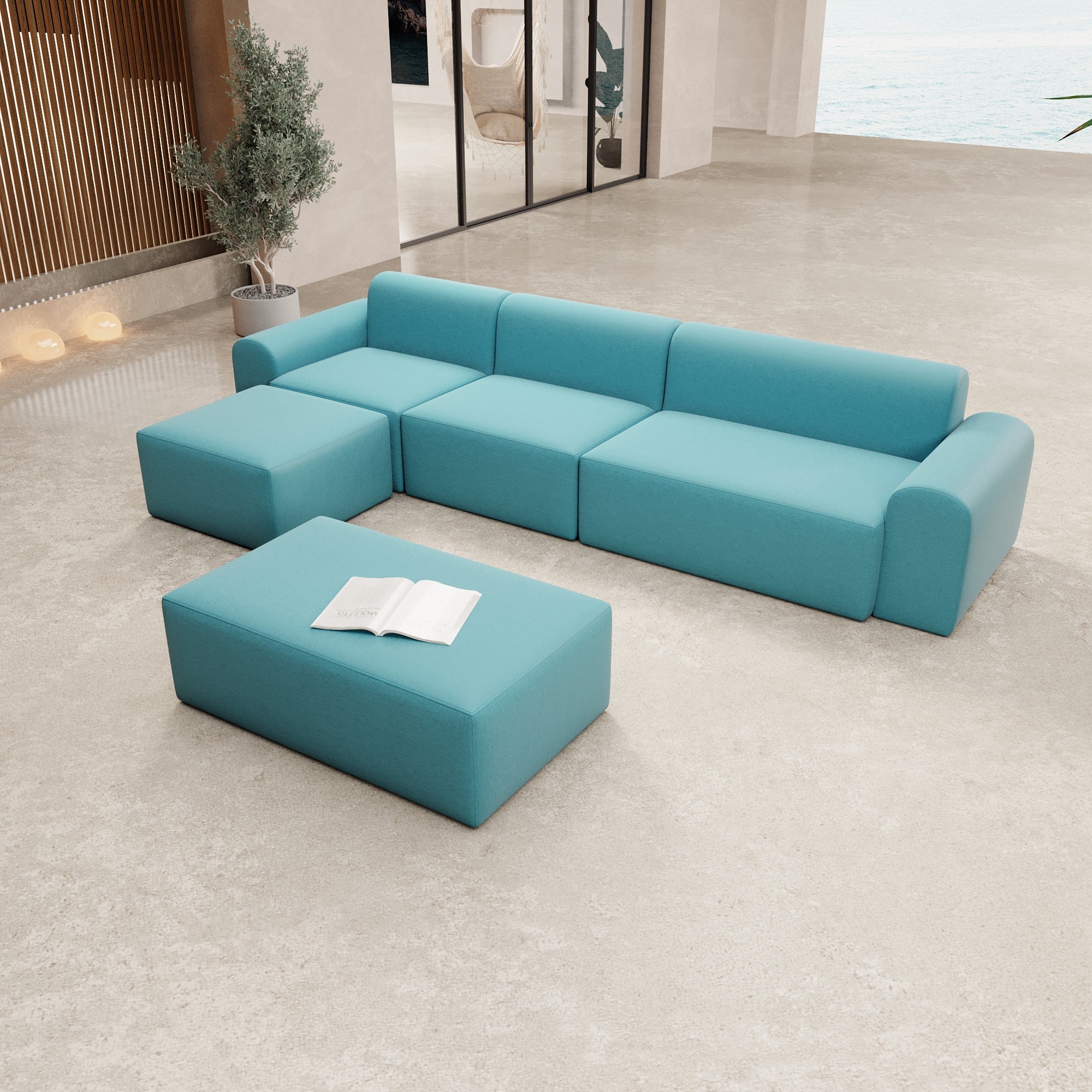 Modulares Gartensofa Relax Ecklounge mit Beistellhocker