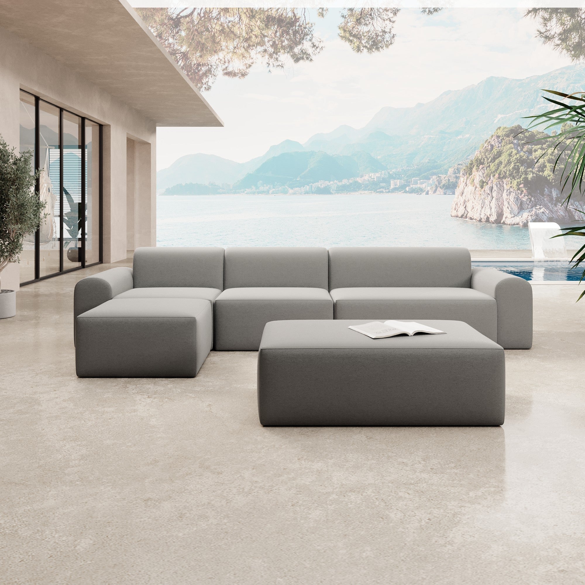 Modulares Gartensofa Relax Ecklounge mit Beistellhocker