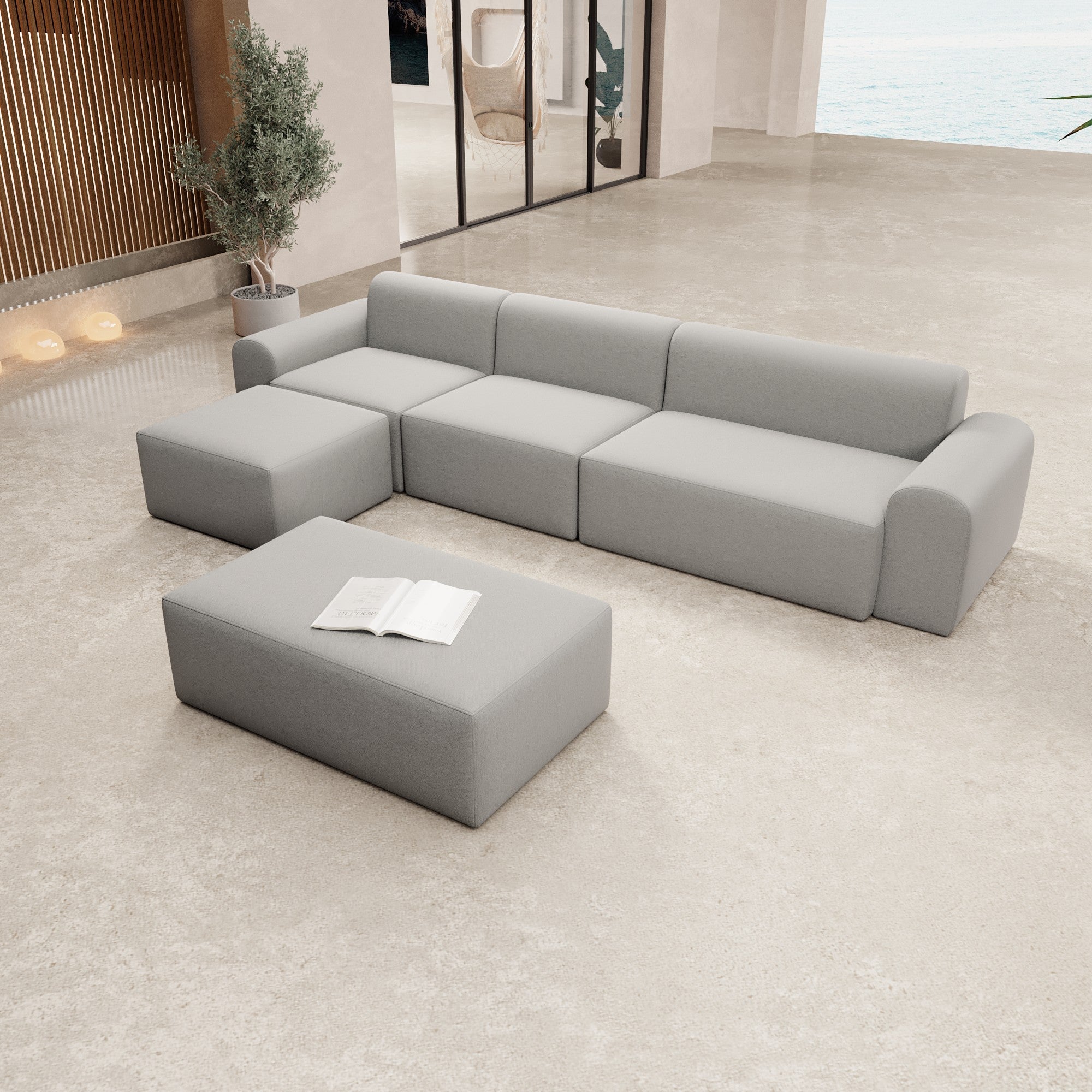 Modulares Gartensofa Relax Ecklounge mit Beistellhocker