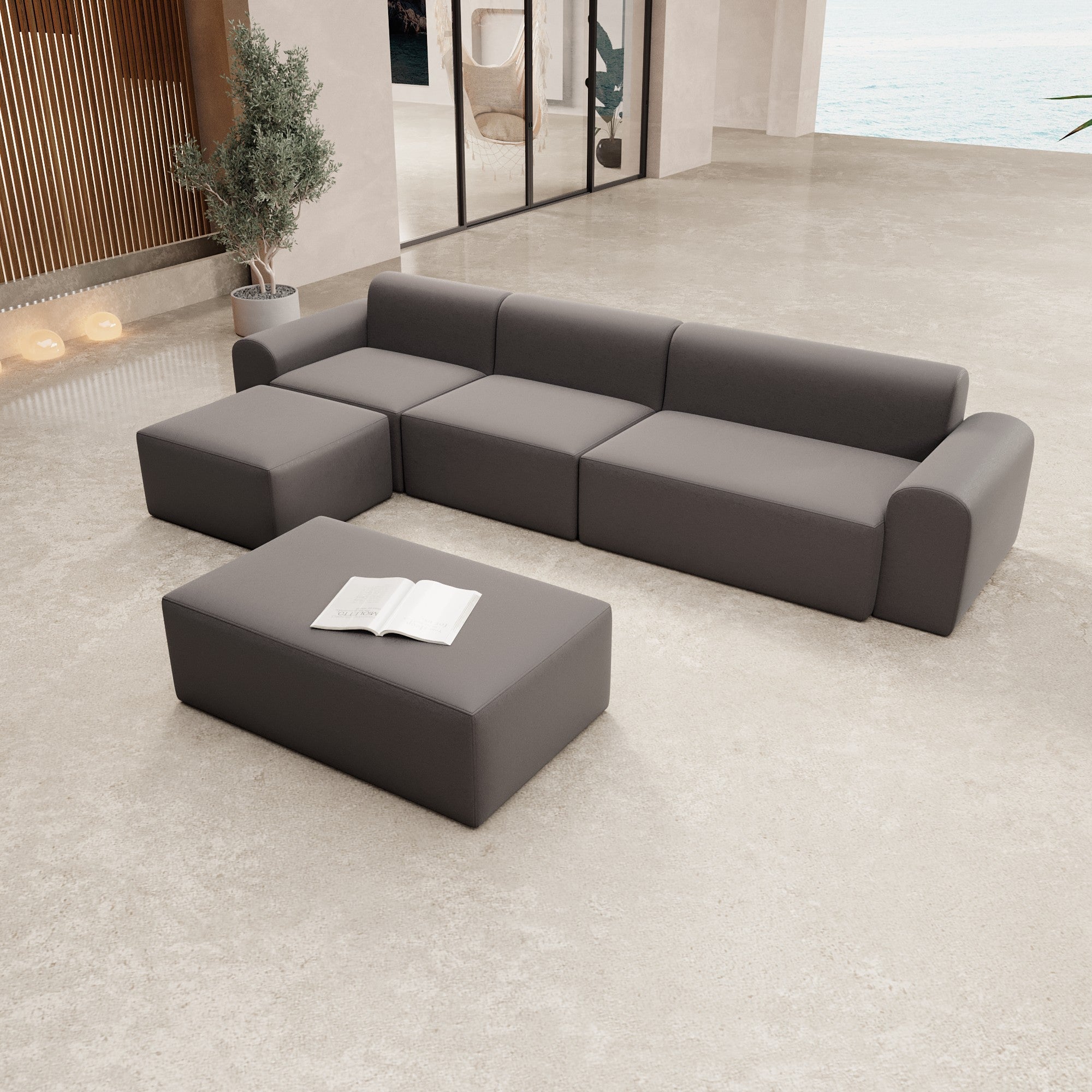 Modulares Gartensofa Relax Ecklounge mit Beistellhocker