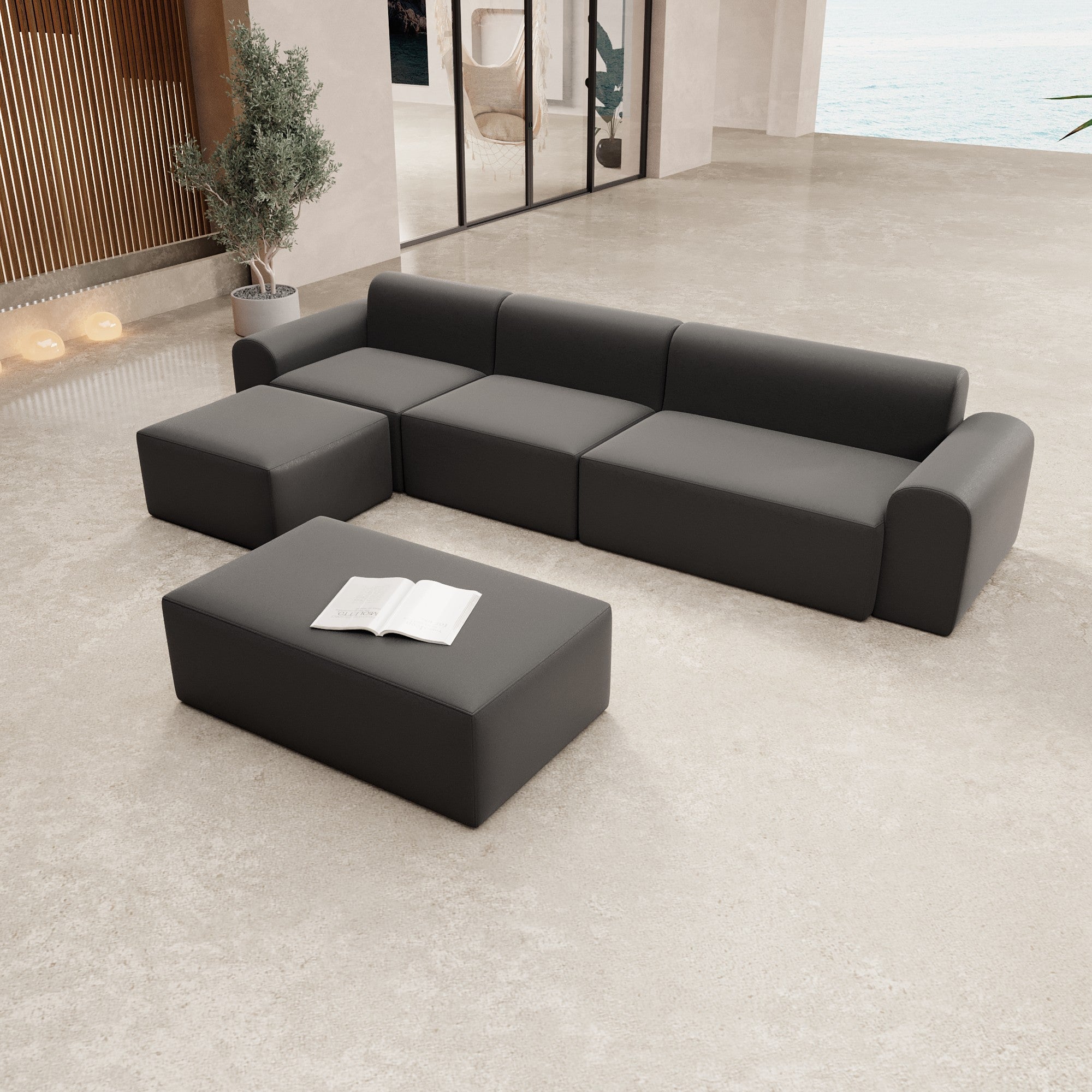 Modulares Gartensofa Relax Ecklounge mit Beistellhocker