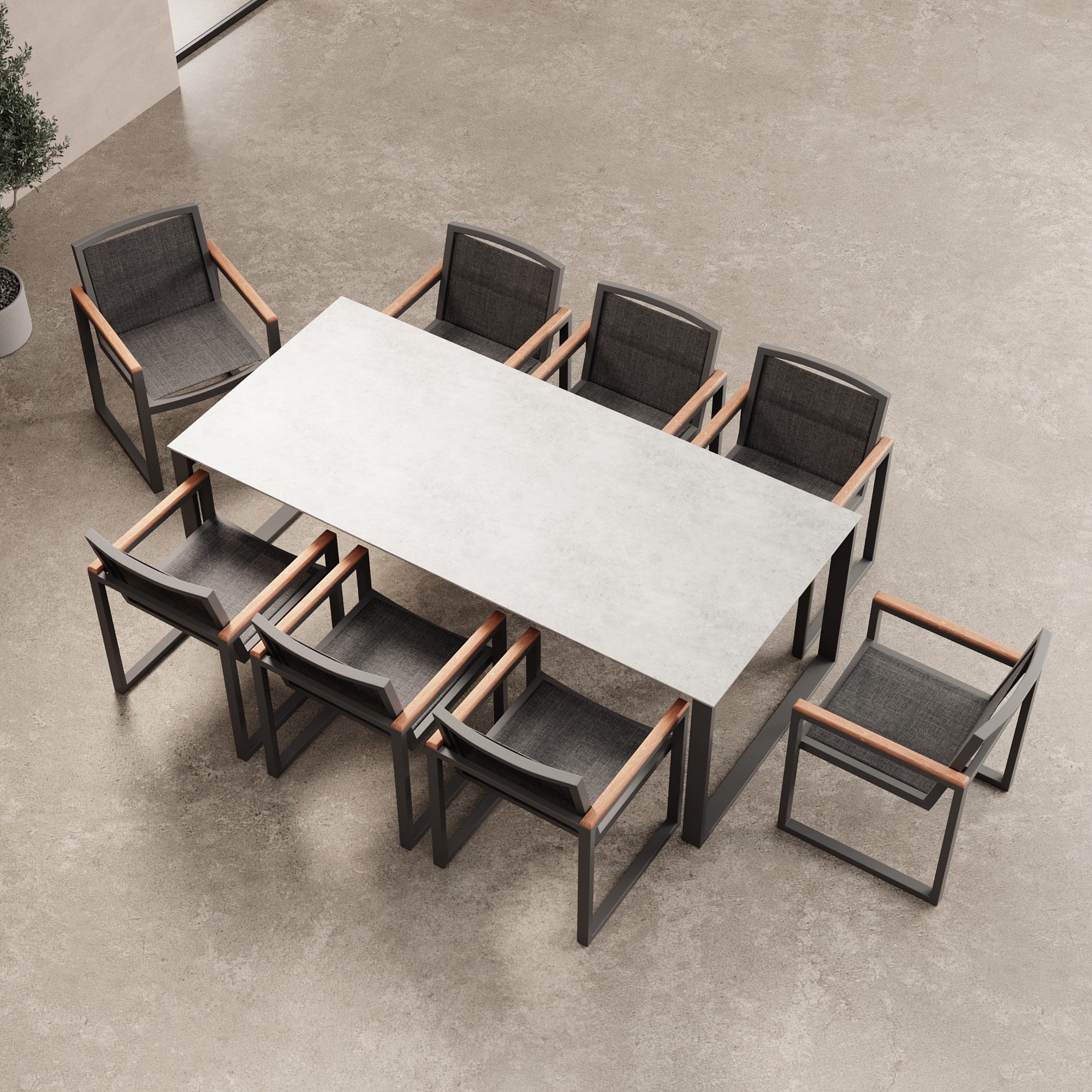 Vayla Dining – Ensemble de table à manger avec 8 chaises et table à effet béton | Collection Aevora™