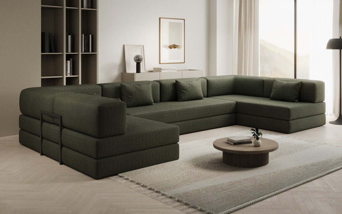 Designerbank Lazy U in Bouclé