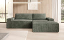 Designer Ecksofa Corino in Cord mit Schlaf- und Klappfunktion