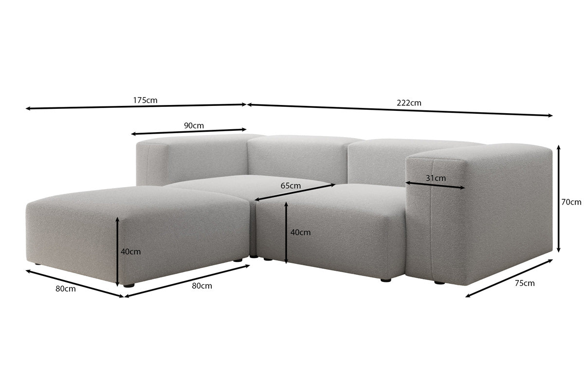 Canapé d'angle L Snug Mini en Bouclé