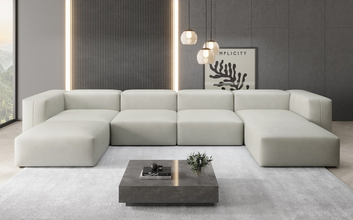 Designer U Sofa Snug in Echtleder