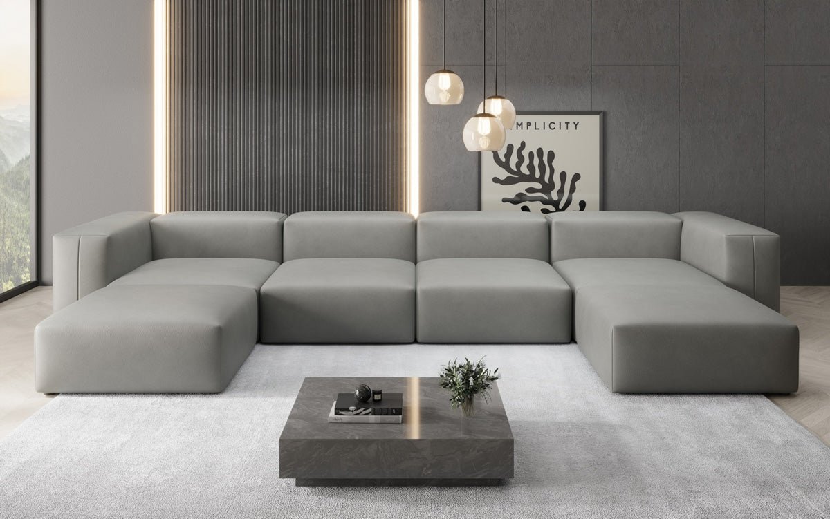 Designer U Sofa Snug in Echtleder