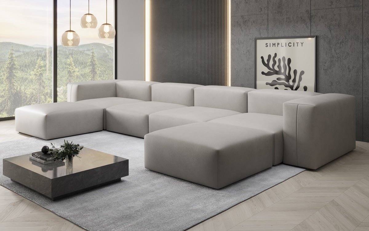 Designer U Sofa Snug in Echtleder