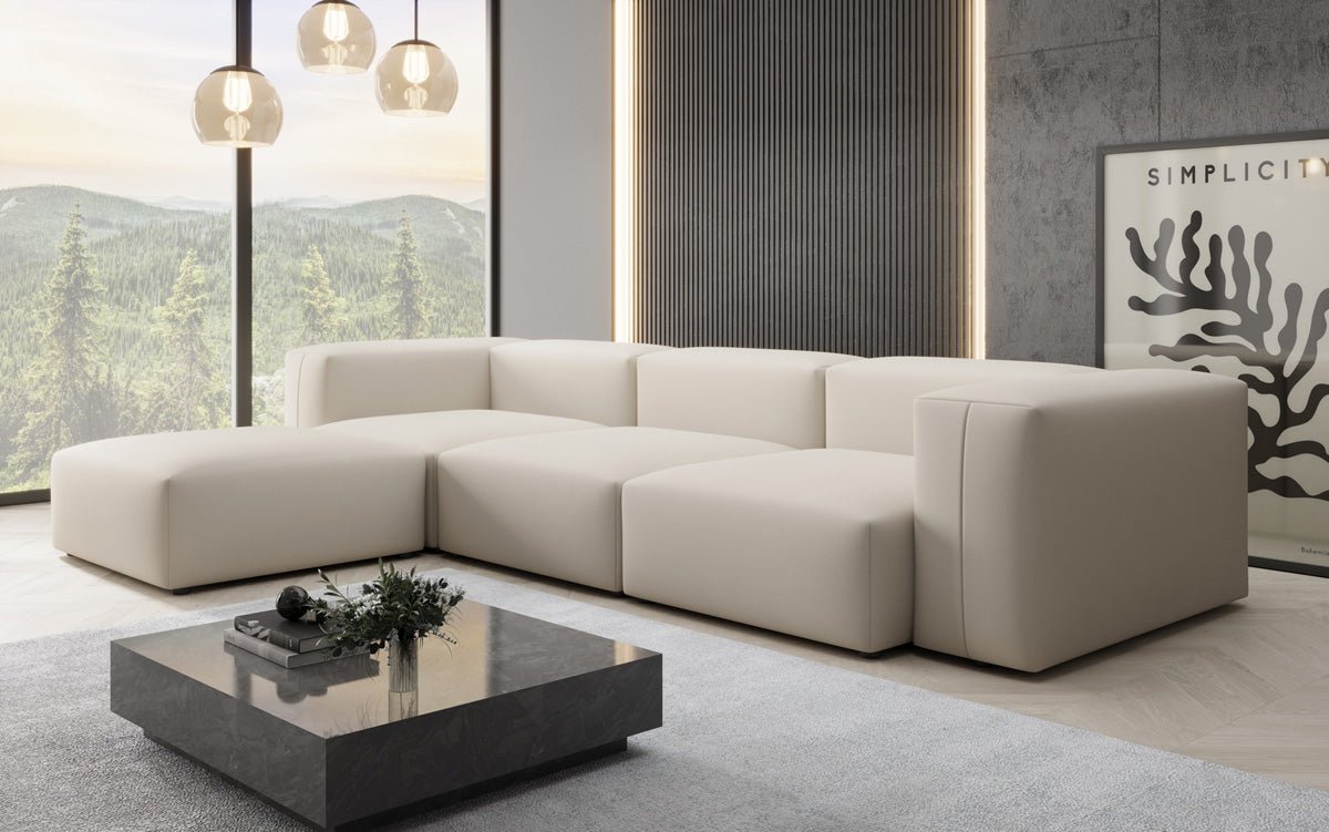 Canapé d'angle L Designer Snug en Tissu