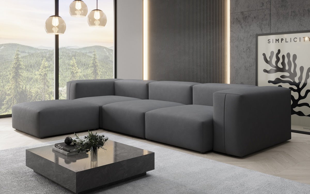 Designer L Sofa Snug in Stoff