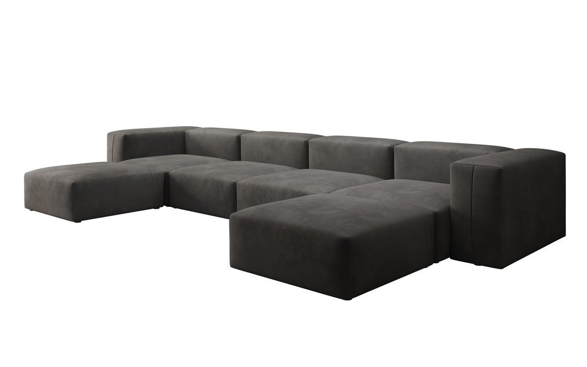 Ontwerper U Sofa Snug in Fluweel