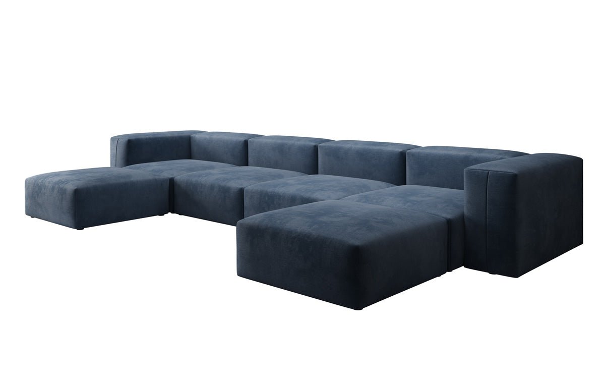 Ontwerper U Sofa Snug in Fluweel
