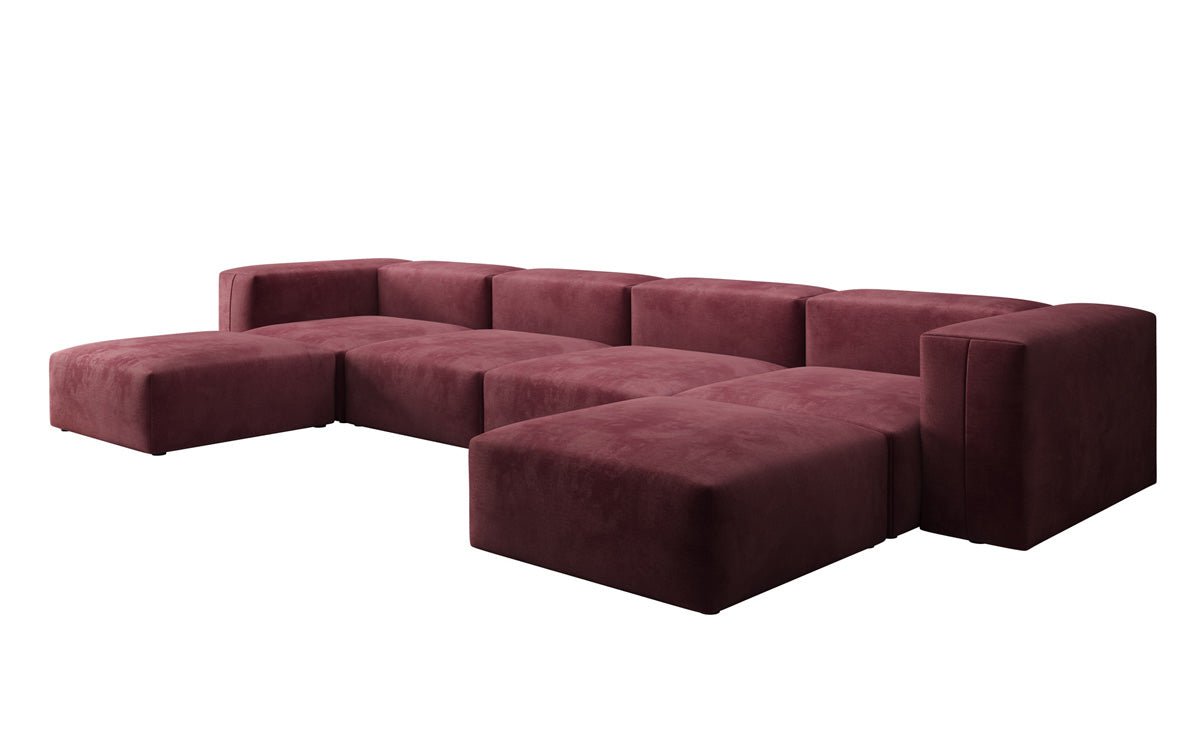 Ontwerper U Sofa Snug in Fluweel