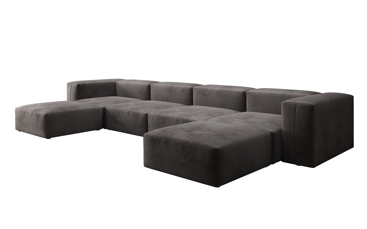 Ontwerper U Sofa Snug in Fluweel