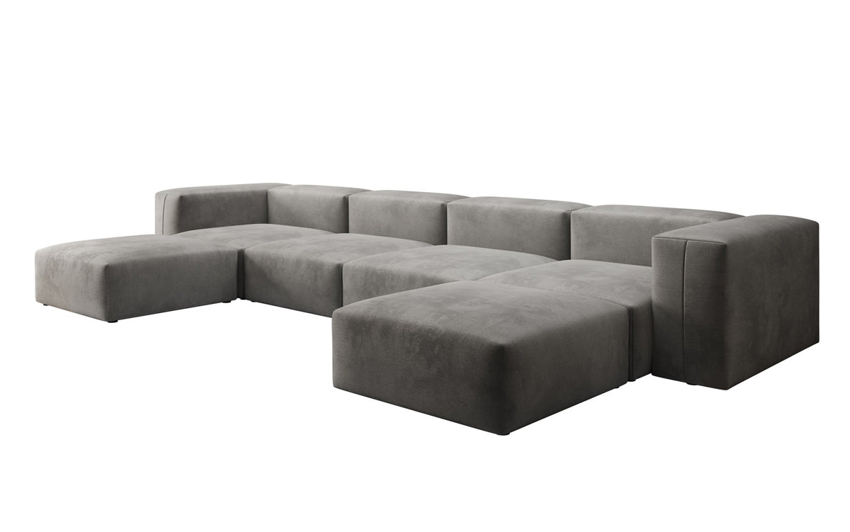 Ontwerper U Sofa Snug in Fluweel