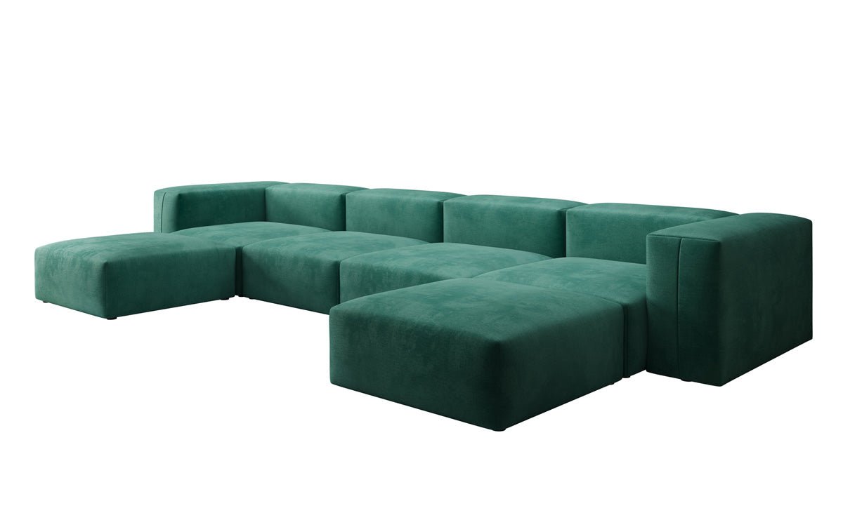 Ontwerper U Sofa Snug in Fluweel