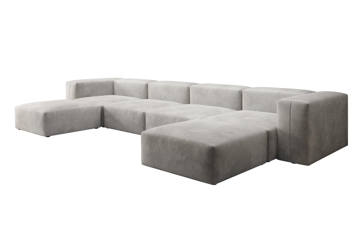 Ontwerper U Sofa Snug in Fluweel