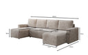 Designer Sofa Melva U met slaap- en klapfunctie in Ribstof