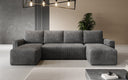 Designer Sofa Melva U met slaap- en klapfunctie in Ribstof