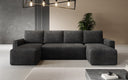 Designer Sofa Melva U met slaap- en klapfunctie in Ribstof