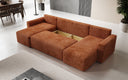 Designer Sofa Melva U met slaap- en klapfunctie in Ribstof