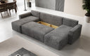Designer Sofa Melva U met slaap- en klapfunctie in Ribstof