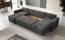 Designer Sofa Melva U met slaap- en klapfunctie in Ribstof