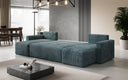 Designer Sofa Melva U met slaap- en klapfunctie in Ribstof