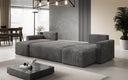 Designer Sofa Melva U met slaap- en klapfunctie in Ribstof