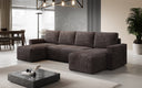 Designer Sofa Melva U met slaap- en klapfunctie in Ribstof