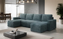 Designer Sofa Melva U met slaap- en klapfunctie in Ribstof