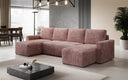 Designer Sofa Melva U met slaap- en klapfunctie in Ribstof