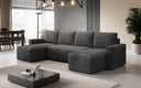 Designer Sofa Melva U met slaap- en klapfunctie in Ribstof