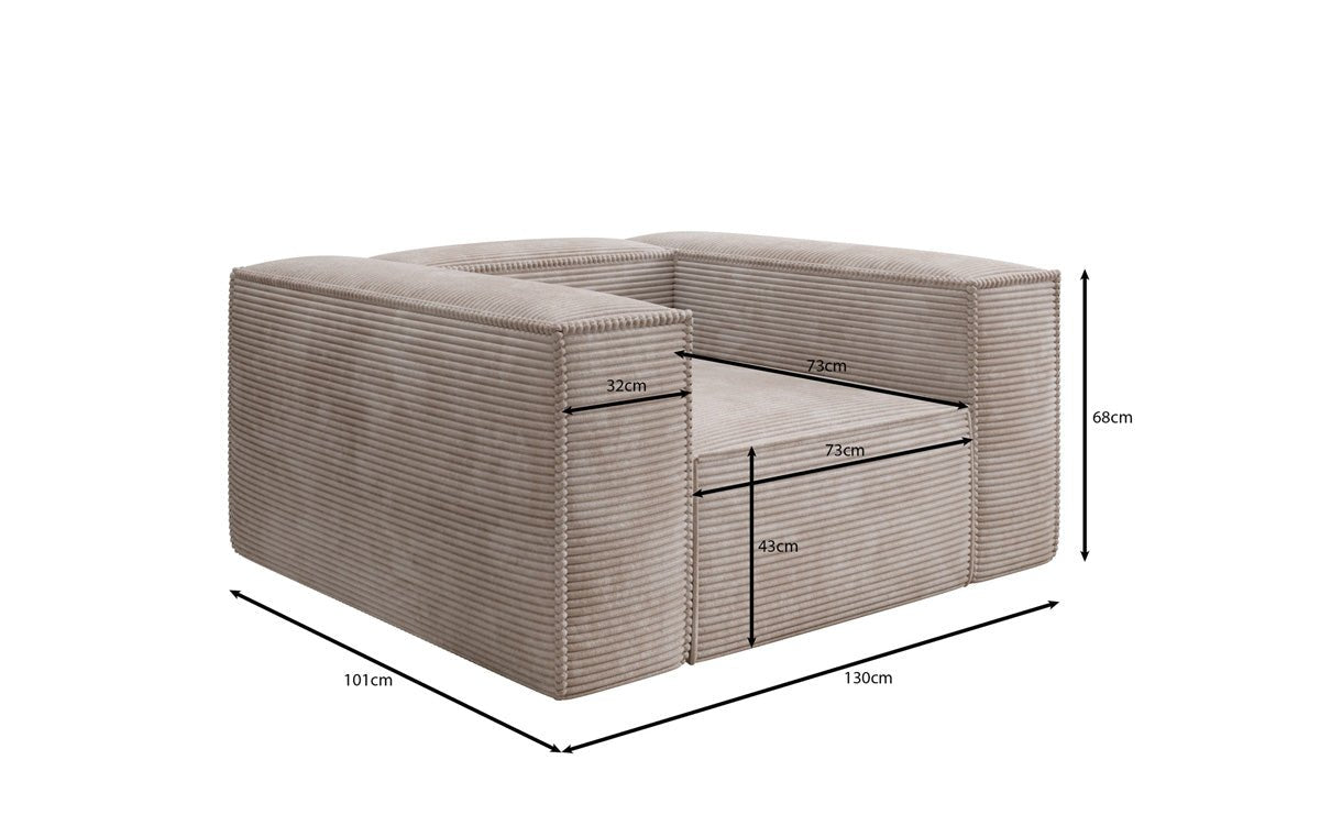Designer Sofa-Sessel Lesley in Ribstof