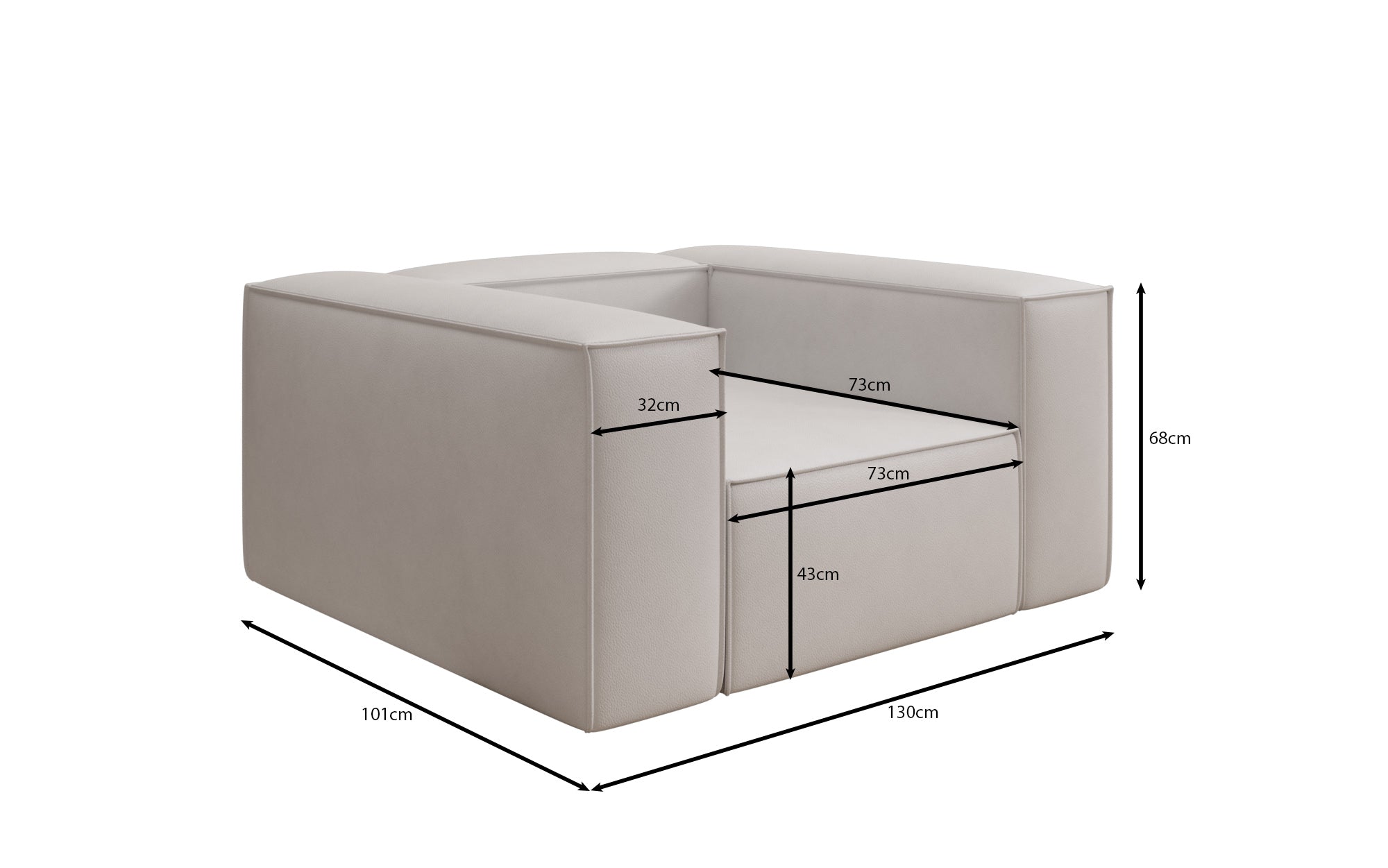Designer bank-fauteuil Lesley in echt leer