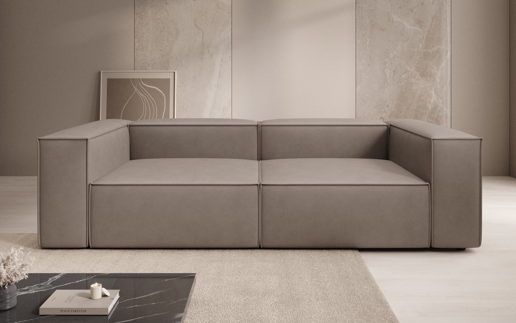 Designbank Lesley 3-zits in Echtleer