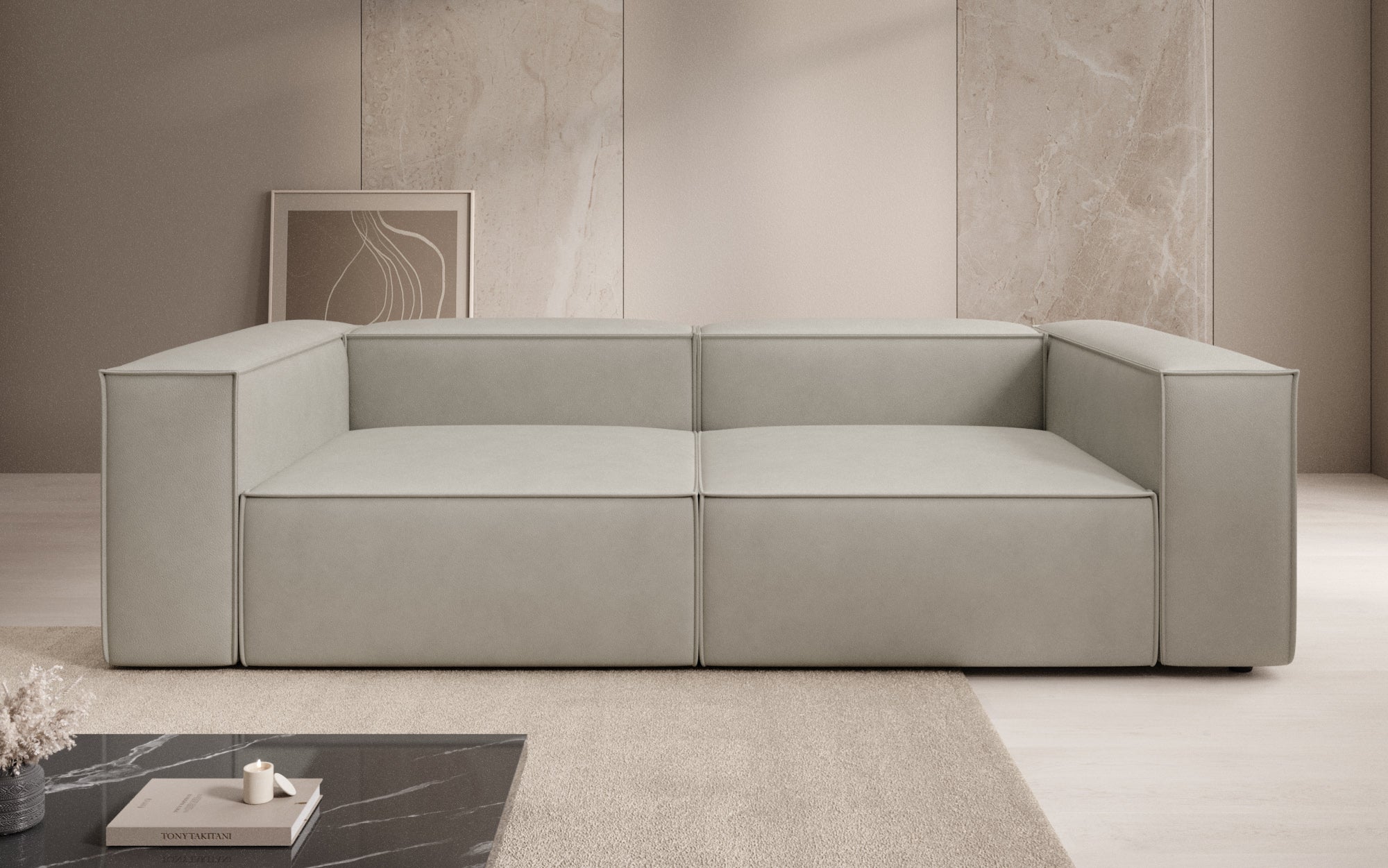 Designbank Lesley 3-zits in Echtleer