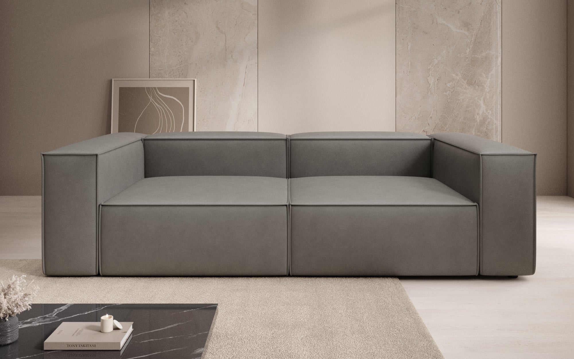 Designbank Lesley 3-zits in Echtleer