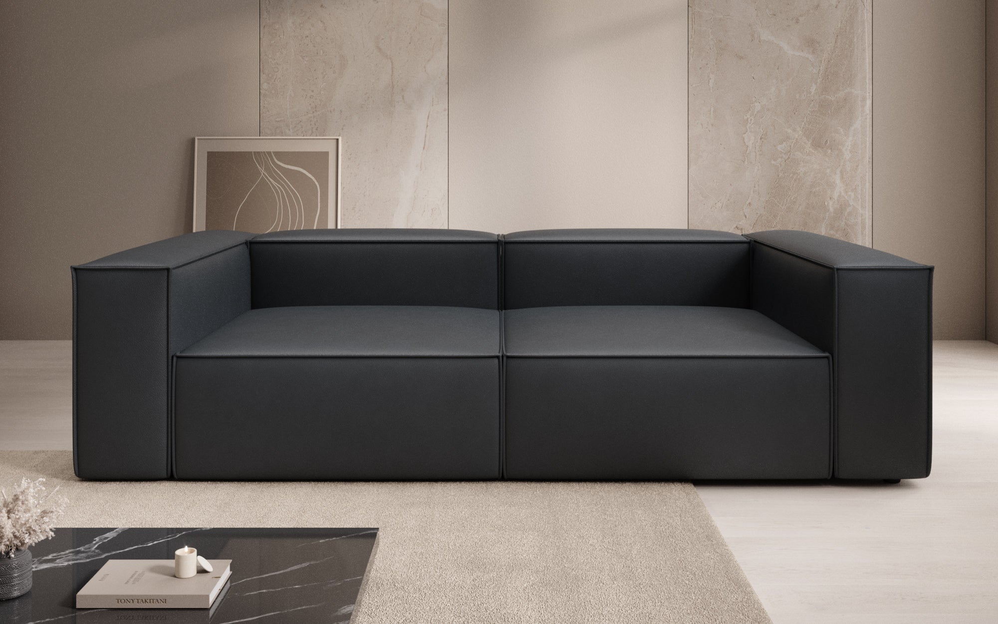 Designbank Lesley 3-zits in Echtleer