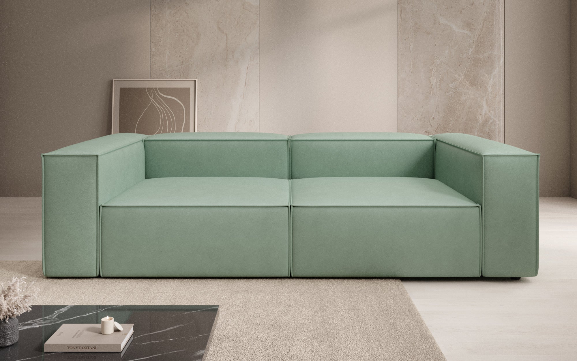 Designbank Lesley 3-zits in Echtleer