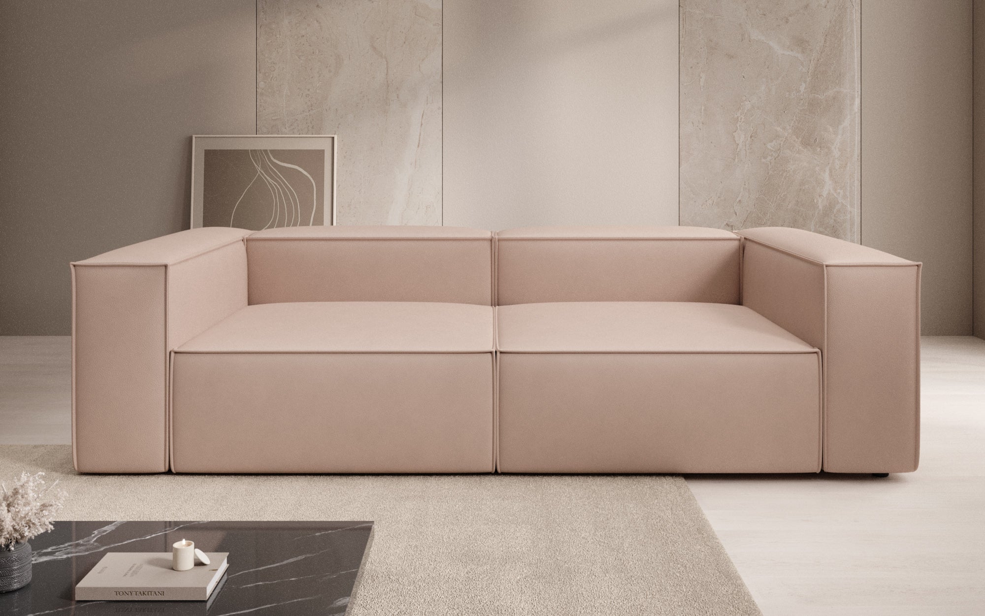 Designbank Lesley 3-zits in Echtleer