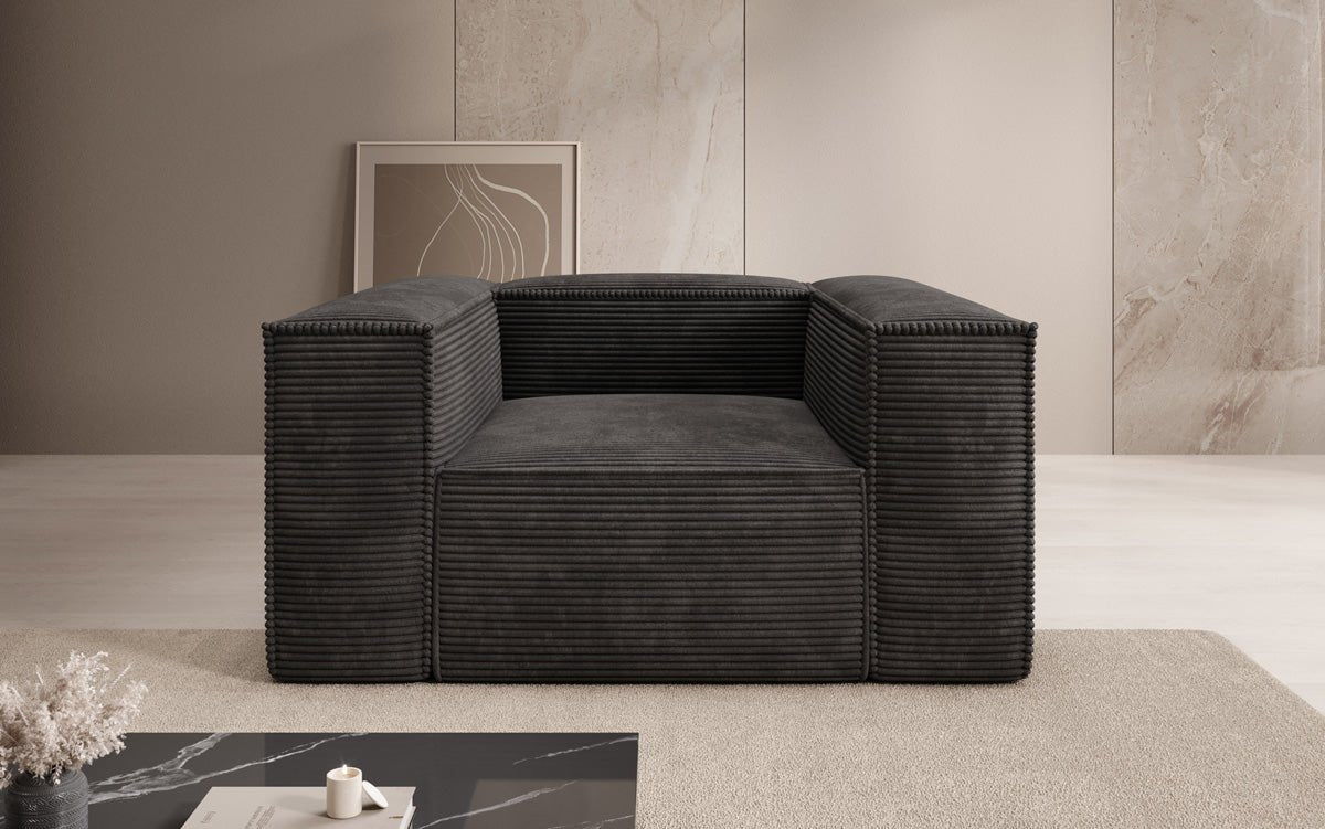 Designer Sofa-Sessel Lesley in Ribstof