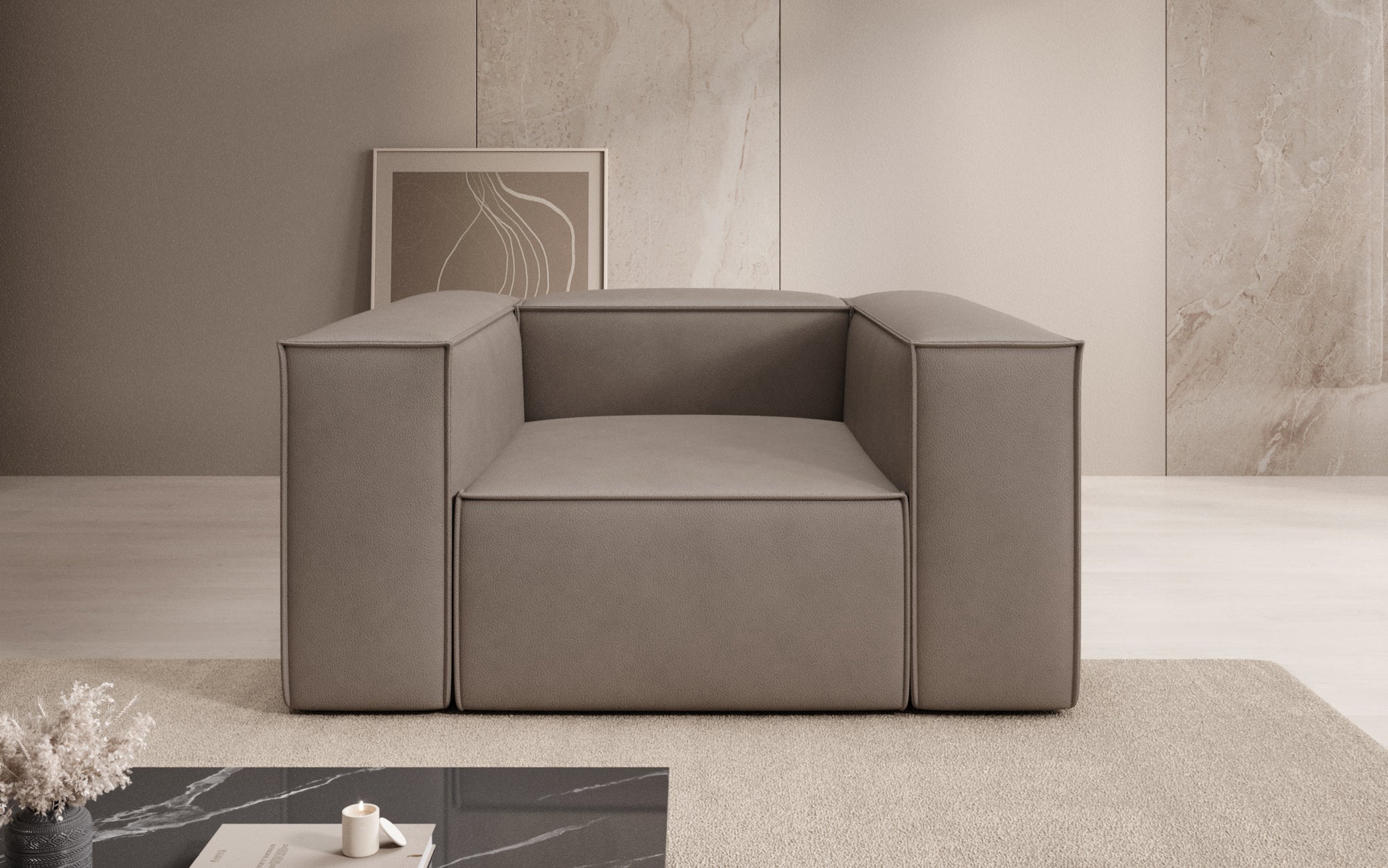 Designer bank-fauteuil Lesley in echt leer