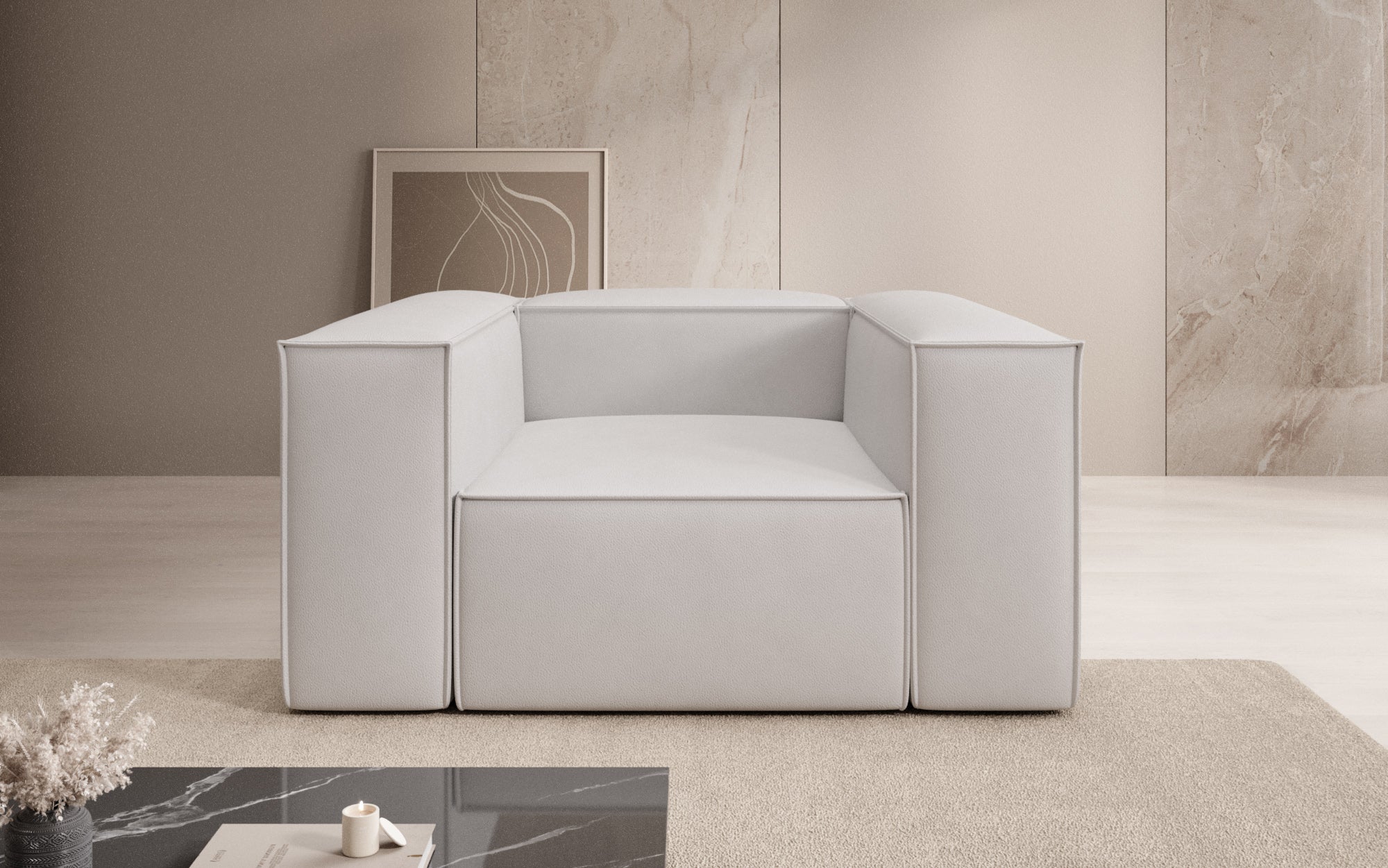 Designer bank-fauteuil Lesley in echt leer