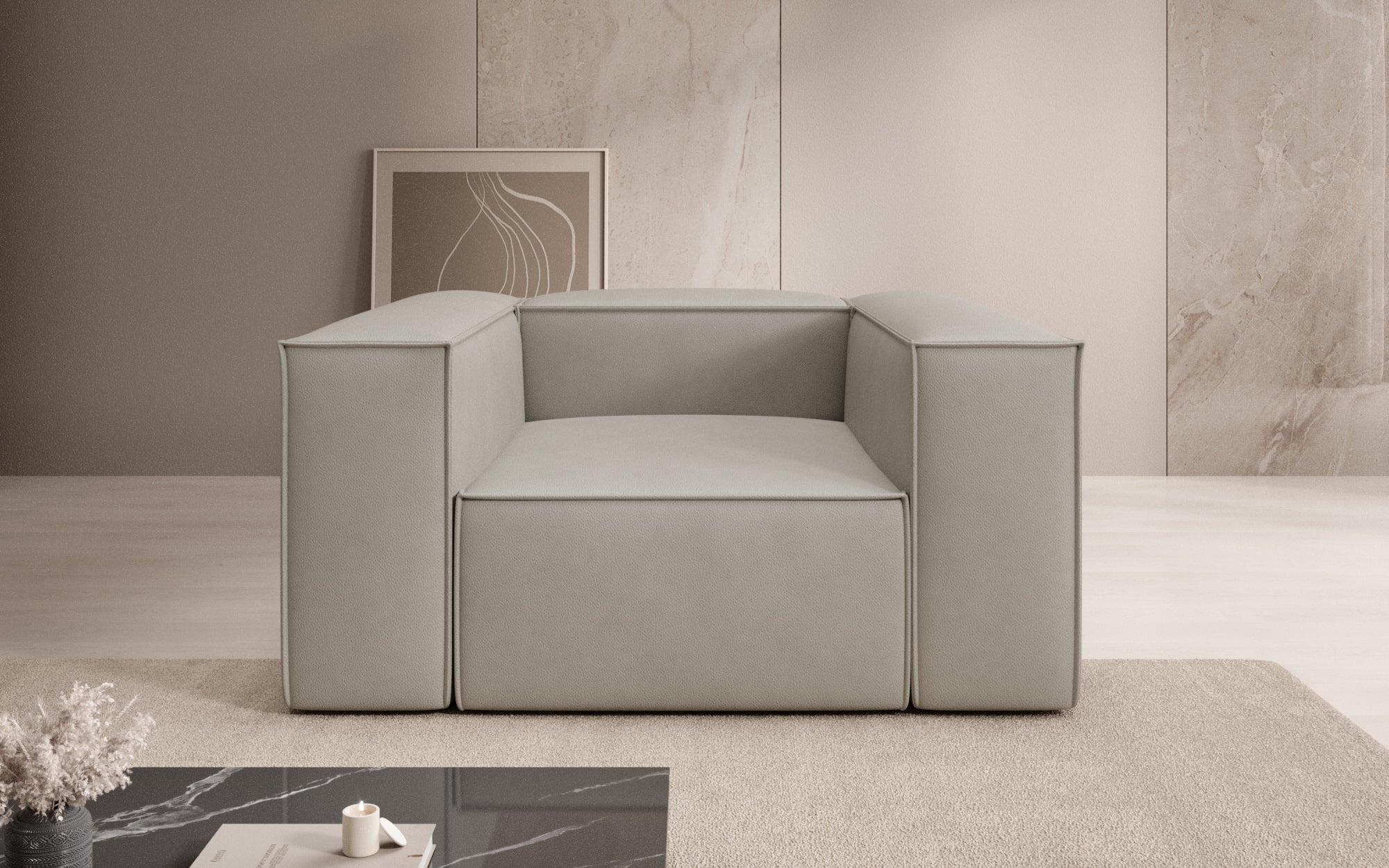Designer bank-fauteuil Lesley in echt leer