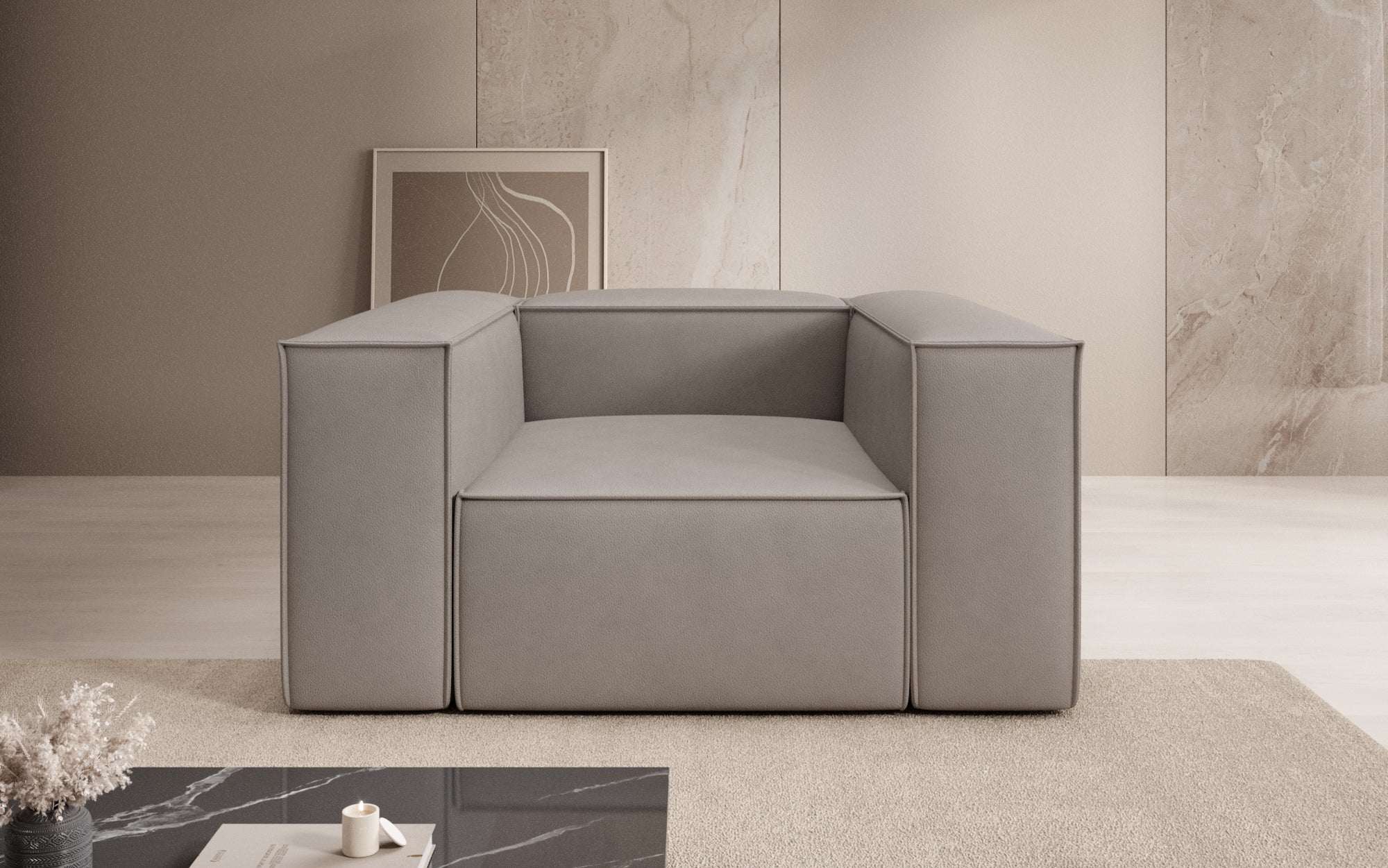 Designer bank-fauteuil Lesley in echt leer