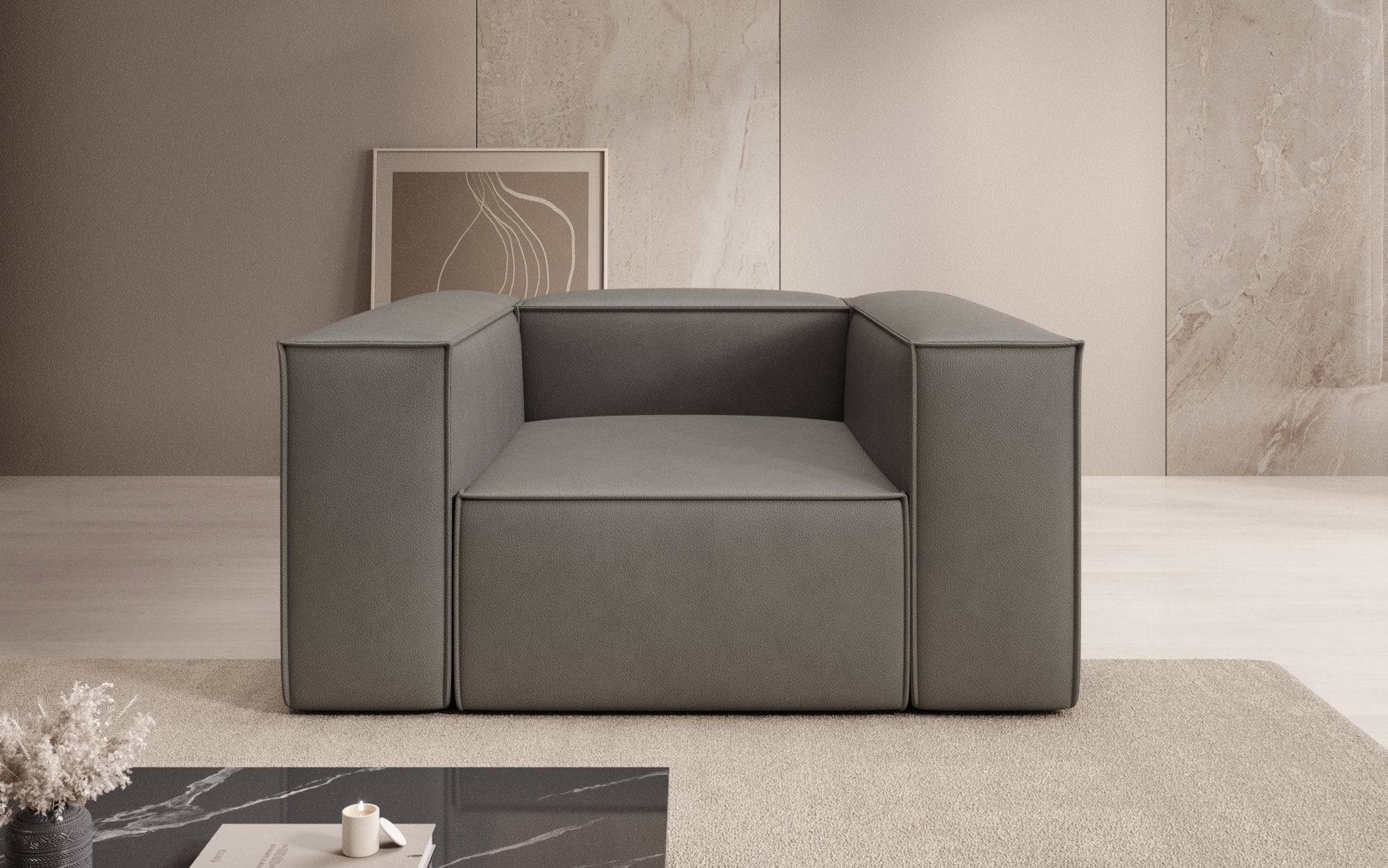 Designer bank-fauteuil Lesley in echt leer